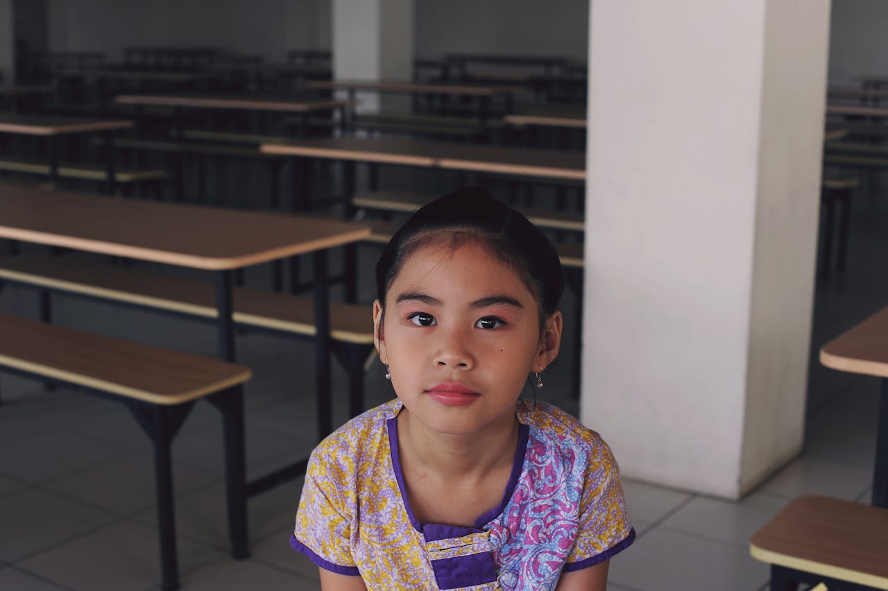 Girl in cafeteria